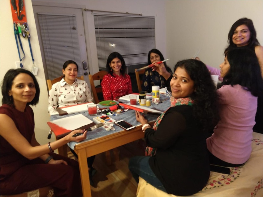 Sip n Paint session with girlfriends